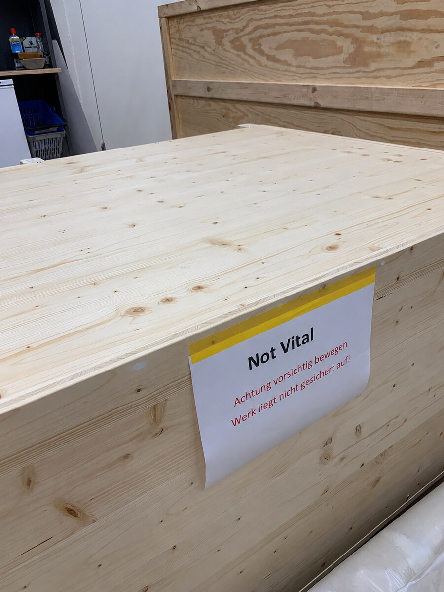 Wooden crate prepared for artwork transport